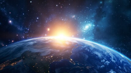 Wall Mural - planet earth in high resolution with real stars background. concept planets, universe