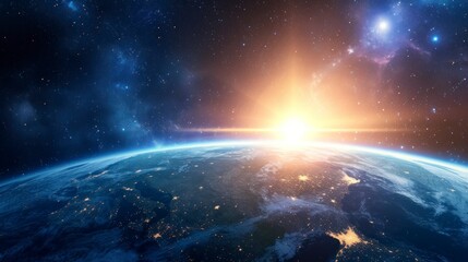 Wall Mural - planet earth in high resolution with real stars background. concept planets, universe, galaxies