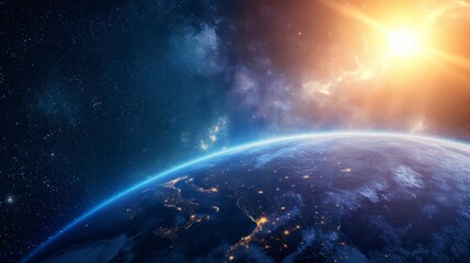 Wall Mural - planet earth in high resolution with real stars background. concept of planets, universe, galaxies, stars, solar system, sun
