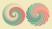 Abstract Spiral Dotted Spinning Vortex Style Retro Color Simple Minimalist Background.