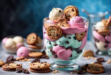 Wall Mural - delicious ice cream with cookies in glass