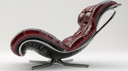 Sticker - A chair with a red leather seat and backrest on chrome legs, AI