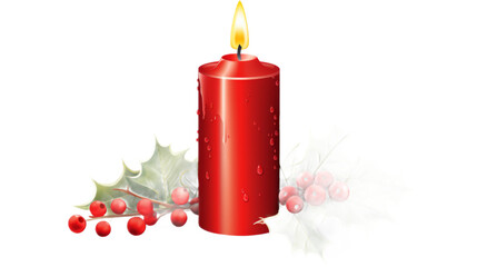 Sticker - Candle and Holly. Isolated on a white background png like