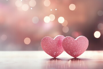 Poster - Festive card backdrop with hearts. Background with selective focus and copy space