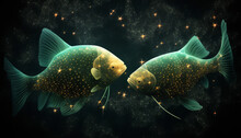 Constellation Pisces, Zodiac. Fishes. AI Generative