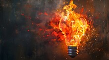 Light Bulb Is Burning With Flames