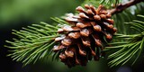 Fototapeta  - Fir branches with cones, background concept. Pine cones texture. Generative AI