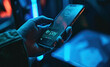 Contactless payment on the mobile smartphone screen, NFC technology, utilizing wireless technology for online shopping