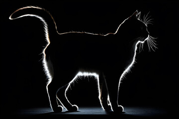 black cat on a black background backlight low key