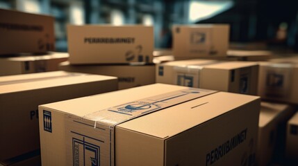 Poster - A pile of boxes stacked on top of each other. Suitable for various uses