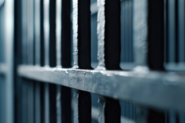 Poster - Close up of the bars of a jail cell. Suitable for crime, prison, and justice-related concepts