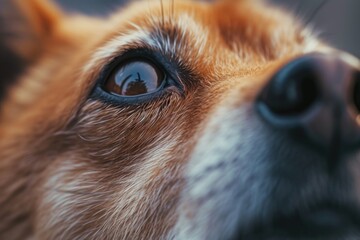 Aufkleber - A close-up view of a dog's face with a blurred background. Suitable for pet-related projects or animal-themed designs