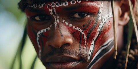 Poster - A close-up photograph of a person wearing face paint. Suitable for use in various creative projects
