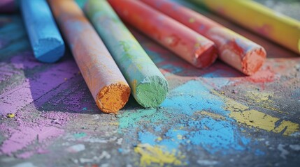 Poster - Colorful crayons arranged neatly on a table. Perfect for arts and crafts projects or educational materials