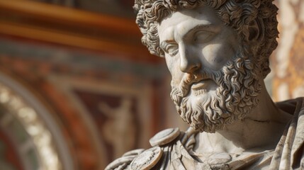 Aufkleber - A statue depicting a man with a beard. Suitable for various artistic and historical projects