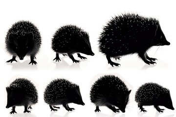 Poster - A series of four images featuring a cute hedgehog in different poses. Perfect for nature enthusiasts and animal lovers.