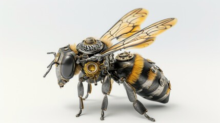 Poster - A close-up view of a bee resting on a white surface. Perfect for nature or insect-themed projects