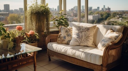 Poster - A well-furnished living room with a spacious atmosphere, featuring a large window. Perfect for interior design inspiration or showcasing home decor ideas