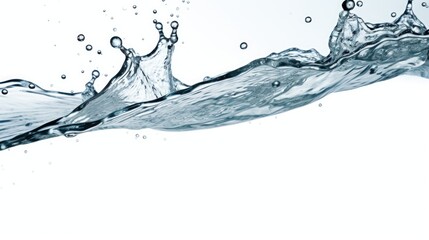 Poster - A splash of water captured on a white surface. Perfect for illustrating concepts such as freshness, purity, and energy. Ideal for use in advertising, presentations, and design projects