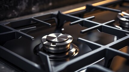 Poster - A close-up view of a gas stove with pots placed on top. Suitable for cooking and kitchen-related themes