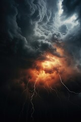 Poster - A striking image of a dark sky with lightning illuminating the scene. Perfect for adding a dramatic touch to any project