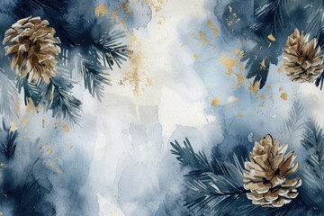 Aufkleber - A beautiful watercolor painting of pine cones on a tree. Perfect for nature lovers and those looking to add a touch of tranquility to their space