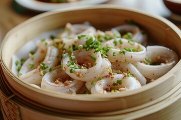 Aufkleber - A close-up shot of a bowl of food placed on a table. Perfect for food-related projects and promotions