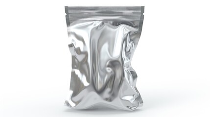 Aufkleber - A silver foil bag placed on a clean white surface. Suitable for packaging, gift wrapping, or product display