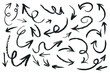 © DesignToonsy - Charcoal hand draw arrows collection. Doodle chalk grunge arrows set. Brush strokes, artistic grunge vector arrows