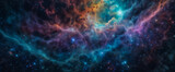 Fototapeta Kosmos - A vibrant image of the cosmos, featuring a field of stars and a nebula. Space background, wallpaper, backdrop
