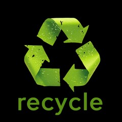 a green recycling symbol on a transparent background, the word 