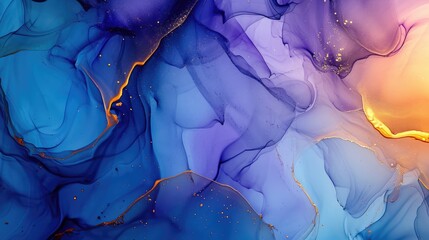 Wall Mural - Abstract artistic alcohol ink colourful background. Marble liquid texture banner