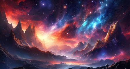 modern abstract sci-fi space background with nebula and mysterious light, star field with galaxies