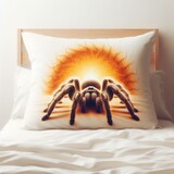 Fototapeta  - A large spider drawn on a pillow.