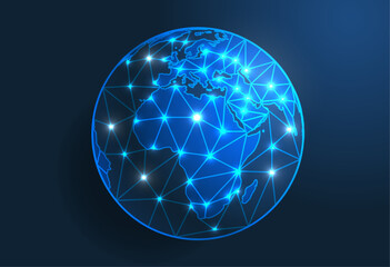 Poster - World map. A vector image of a global map in the shape of countries of the world consisting of points, shapes and space.