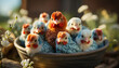 Cute baby chickens hatch in a green meadow farm generated by AI