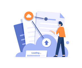 Poster - Download and upload,Flat design people and technology concept