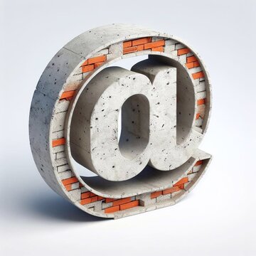 E-mail mark shape created from concrete and briks. AI generated illustration