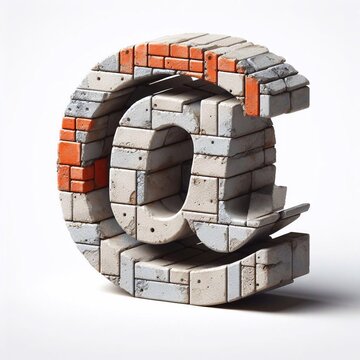 E-mail mark shape created from concrete and briks. AI generated illustration