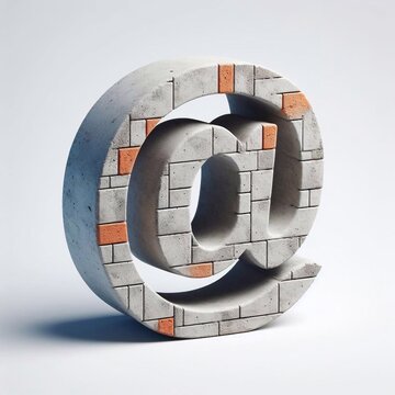 E-mail mark shape created from concrete and briks. AI generated illustration