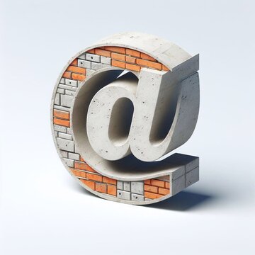 E-mail mark shape created from concrete and briks. AI generated illustration