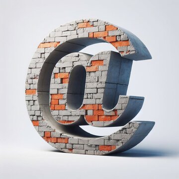 E-mail mark shape created from concrete and briks. AI generated illustration