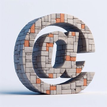E-mail mark shape created from concrete and briks. AI generated illustration