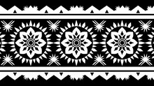Black White Floral Seamless Wallpaper. Repeating Pattern Background. Endless Decorative Texture. Decorative Element.