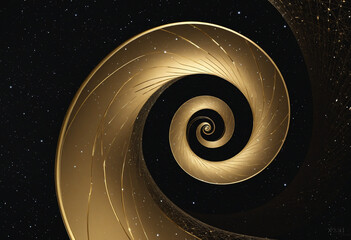 Wall Mural - ai generated celestial spiral of gold and blue in the outer universe