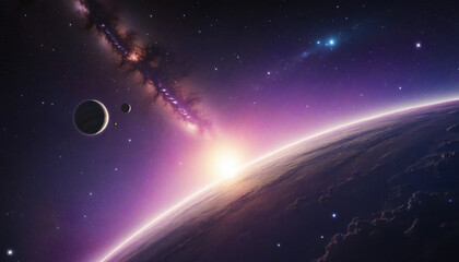 Wall Mural - abstract space background with planets