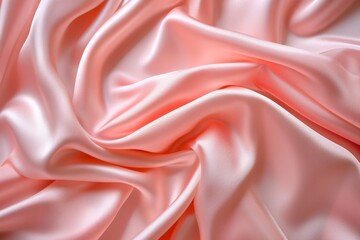 Poster - Smooth glossy pink satin fabric background. Flowing silk cloth. Elegant textile design. Backdrop for banner, wallpaper, card, interior, wedding, Women's Day