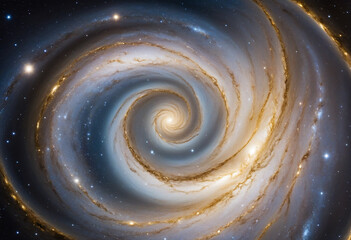 Wall Mural - golden spiral on galaxy background. space illustration. astrology concept. generative ai