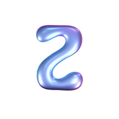 Wall Mural - 3d holographic liquid letter Z in y2k style isolated on a white background. Render of 3d neon inflated iridescent alphabet with rainbow effect. 3d vector y2k hologram letter.