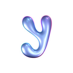 Wall Mural - 3d holographic liquid letter Y in y2k style isolated on a white background. Render of 3d neon inflated iridescent alphabet with rainbow effect. 3d vector y2k hologram letter.